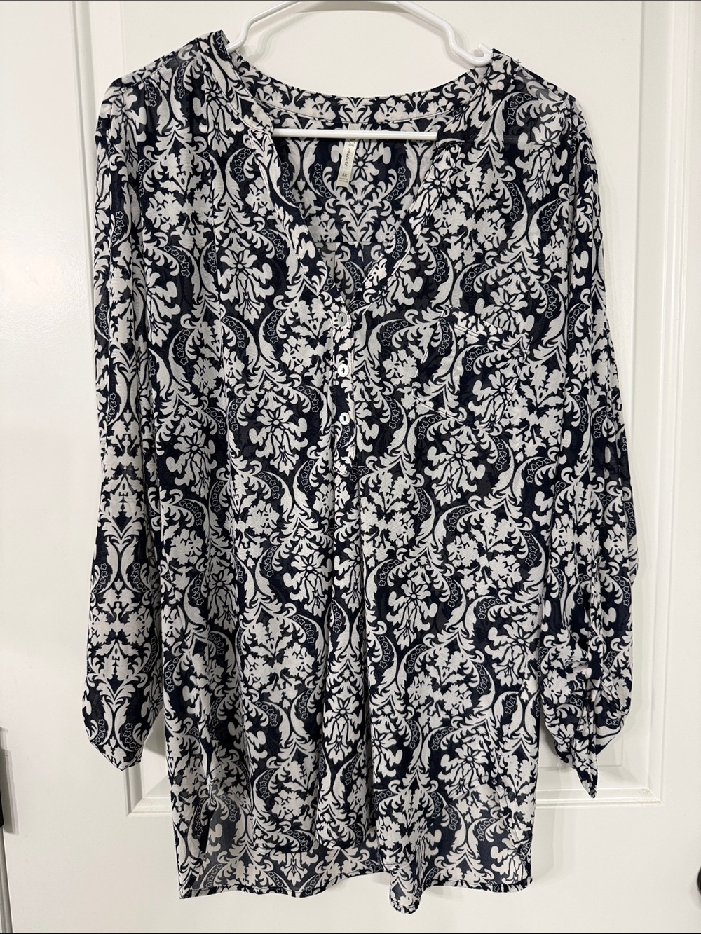 DNA couture Navy and White Patterned Tunic
